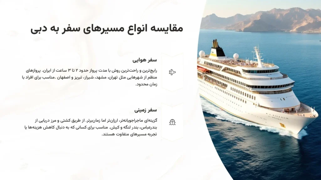 مقایسه سفر هوایی و زمینی به دوبی